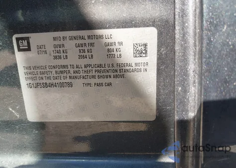 2017 Chevrolet Sonic Premier Auto z USA, uszkodzony, nr VIN 1G1JF5SB4H4100789